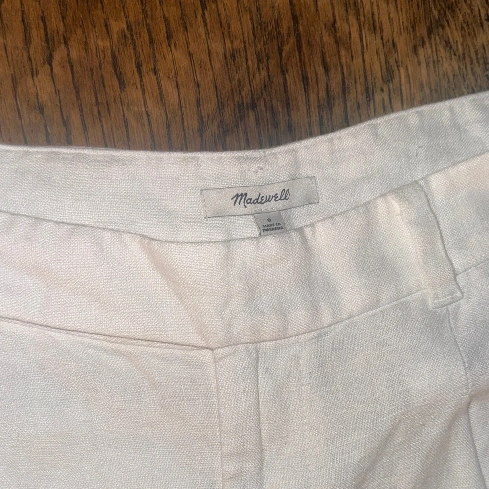 Madewell size 8 NWT NEW White Wide-Leg Linen Pants - Picture 6 of 12